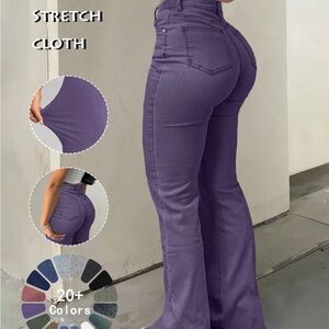 Gilipur Viral tiktok Purple High-Waist Stretch Flare Jeans - Small